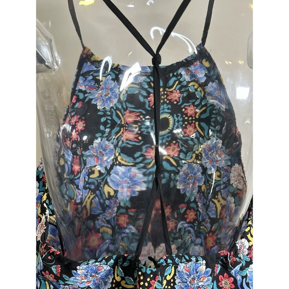 OLM Halter Top Womens Large Handkerchief Hem Floral Print Psychedelic - Picture 7 of 15